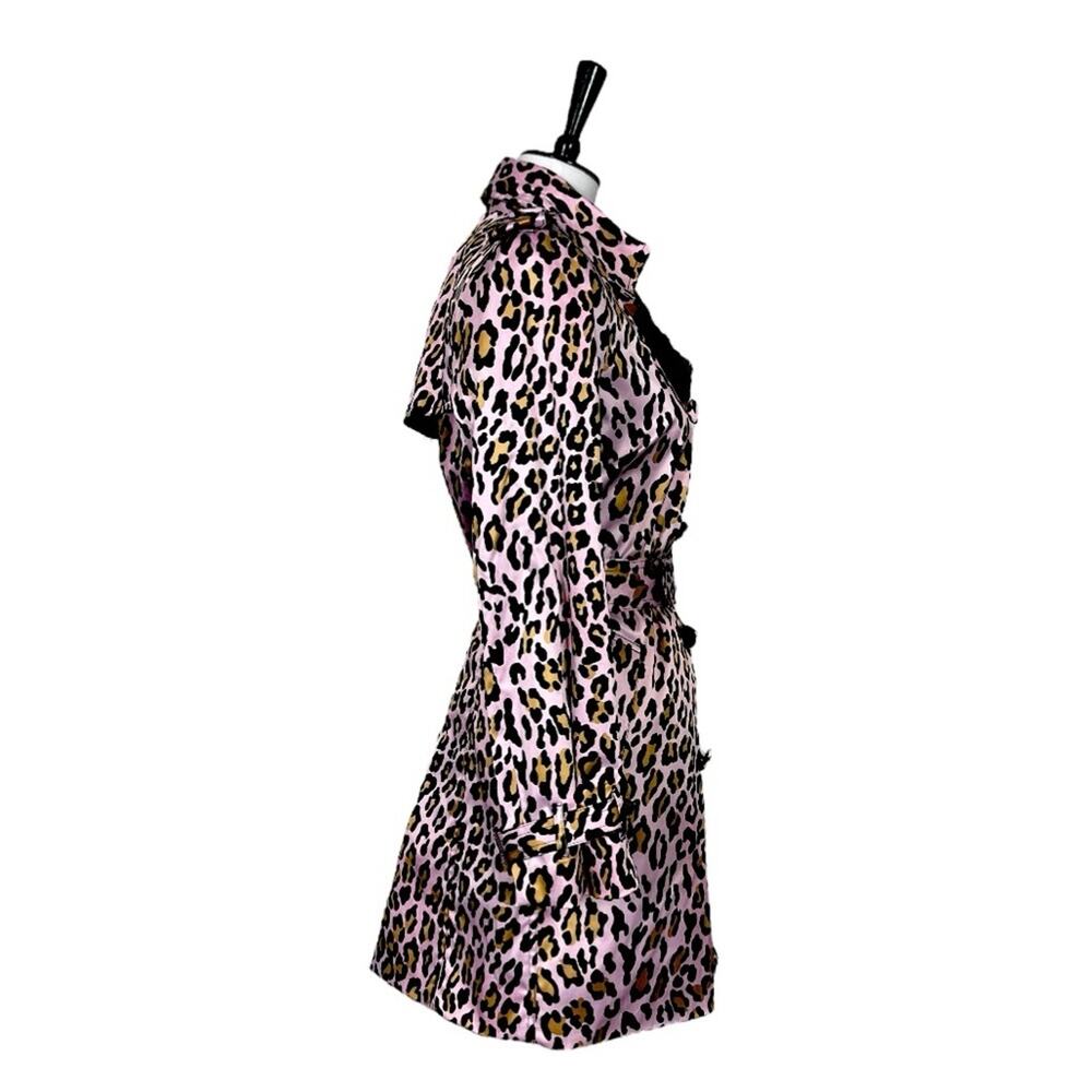 Joan Rivers Trench Coat Belted Classic Pink Leopard Multi Women’s Size Small - Picture 3 of 12